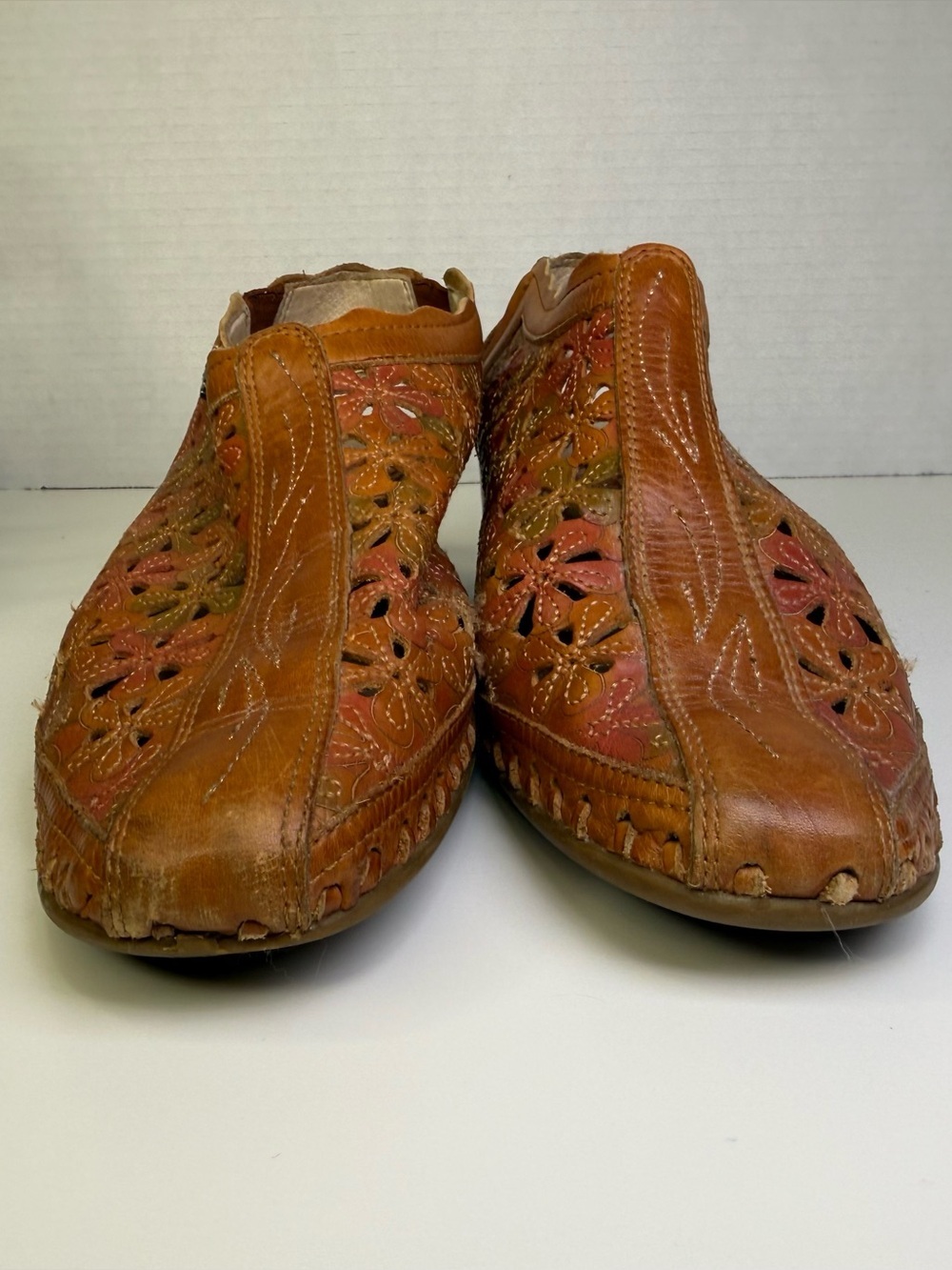 Pikolinos Romana Multitone Floral Leather Cut Out Brown Slip On Mules Size 38 - Picture 6 of 16